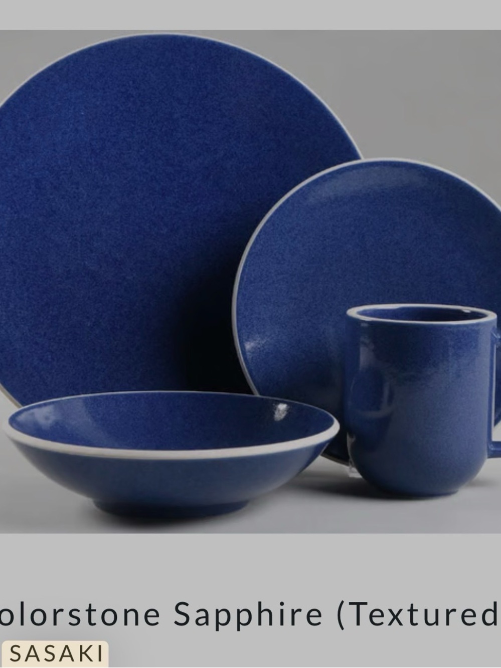 8 Vintage Sasaki Colorstone Sapphire Blue Coupe dinner plate